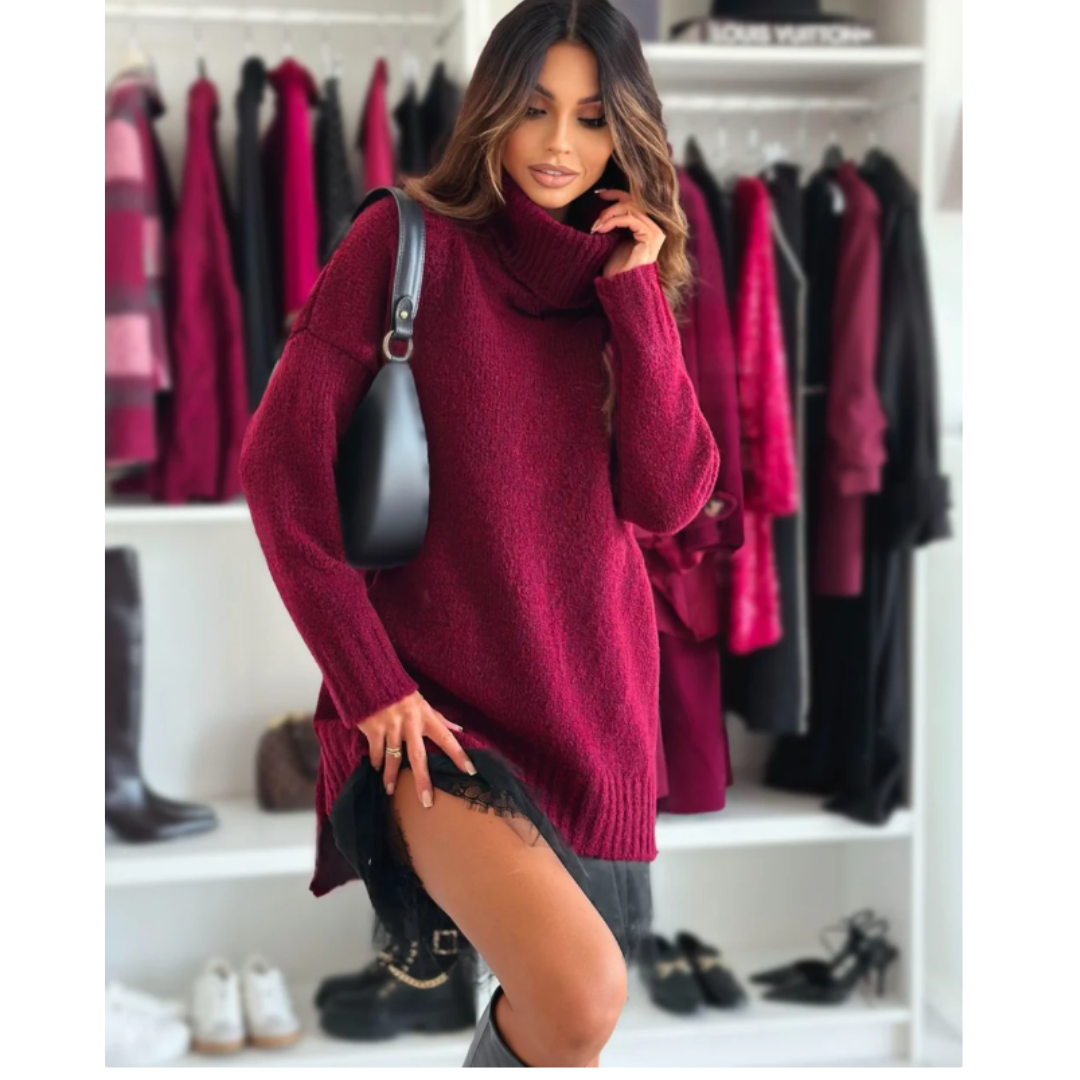 CLARA - Maglione Dolcevita con sottoveste in pizzo